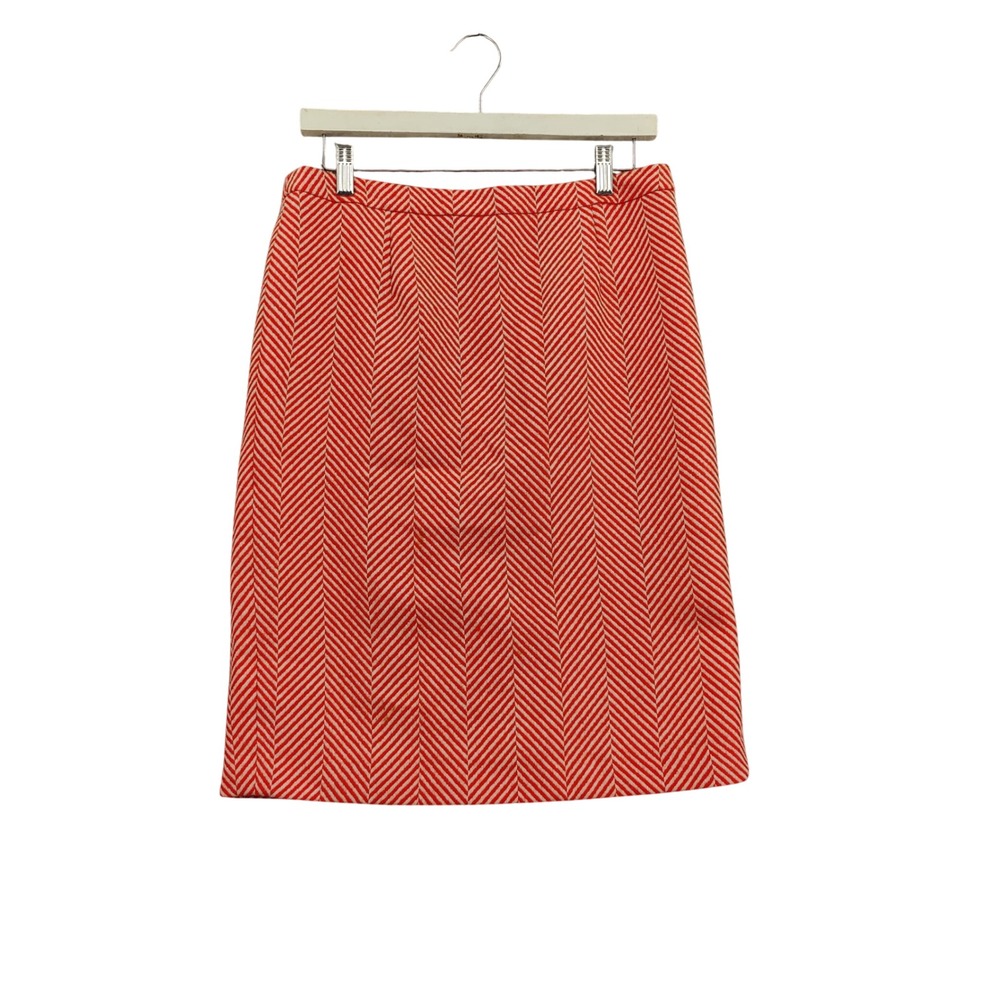 Boden Women Preppy Mod Wool Herringbone Pencil Skirt 8 Red White Professional